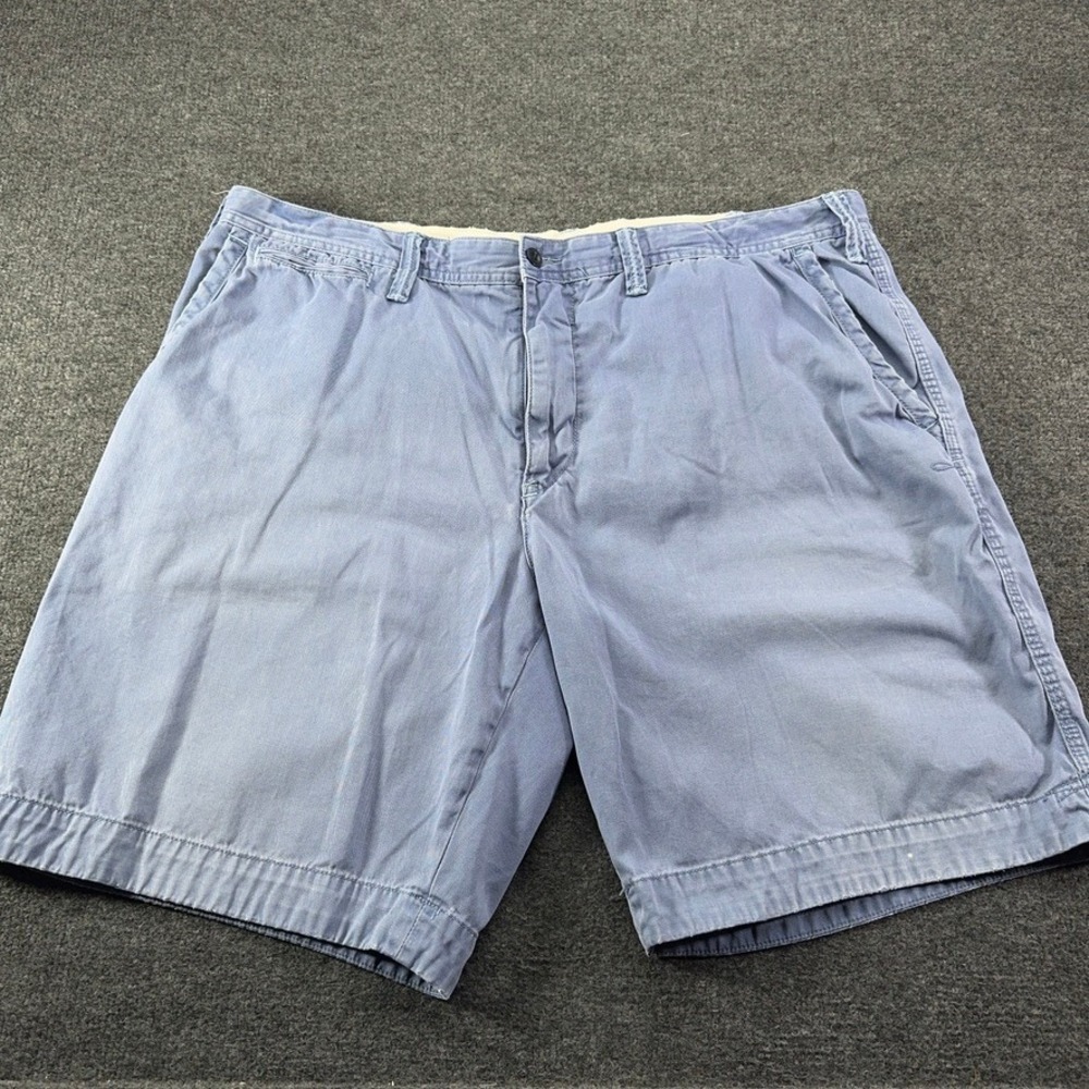 Polo Ralph Lauren Mens Chino Shorts Blue Faded Cotton Twill Size 40 Drawstring